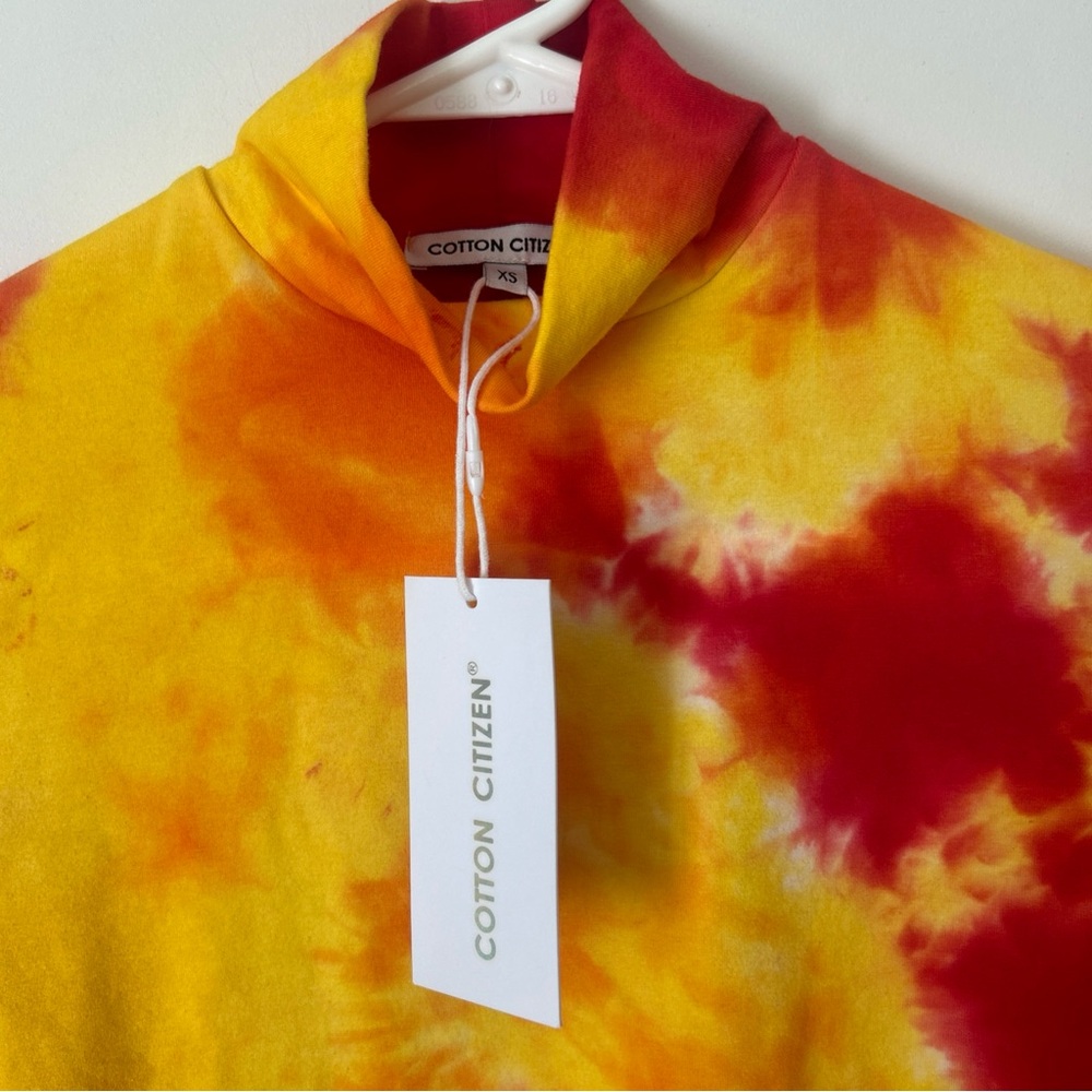 Cotton Citizen Brisbane Tie Dye Thong Bodysuit Red Yellow Mock neck XS NEW - Picture 2 of 6